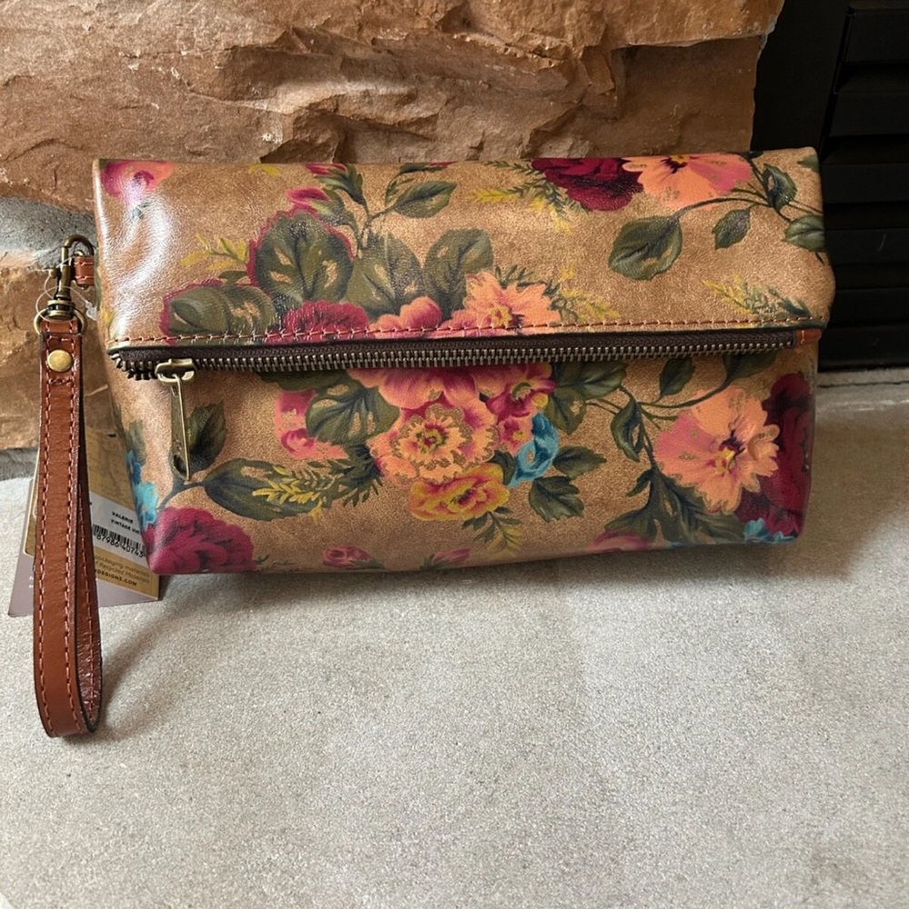 Patricia Nash Tan and Brown Floral Clutch